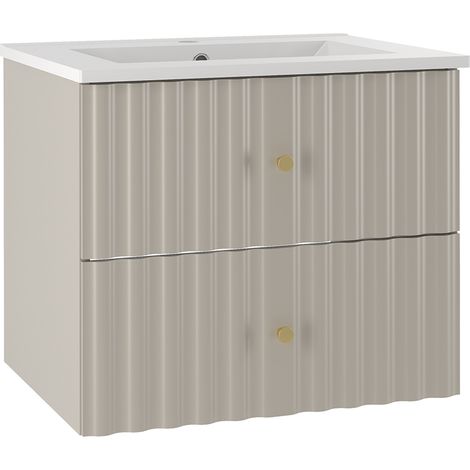 Meuble simple vasque encastrée 60cm Izae Cachemire