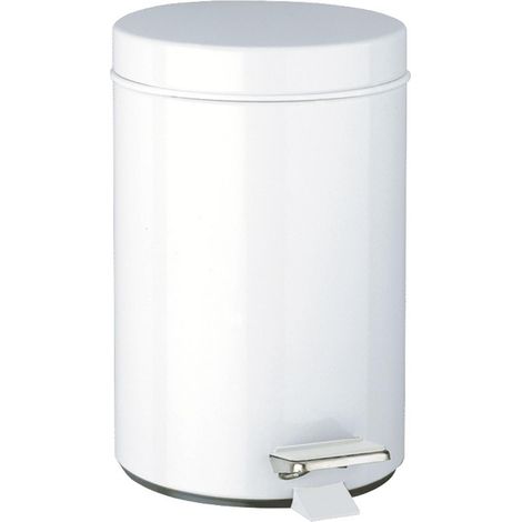Poubelle à pédale 3L rond époxy blanc pour salle de bain - DELABIE - 1449