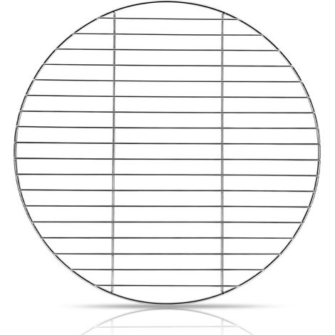 Grille de barbecue, ronde, en acier inoxydable 304, 55 cm, stable, fil de 6 mm, plate, argent, grille de rechange pour barbecue au charbon de bois, barbecue sphérique et barbecue de jardin (1/5)