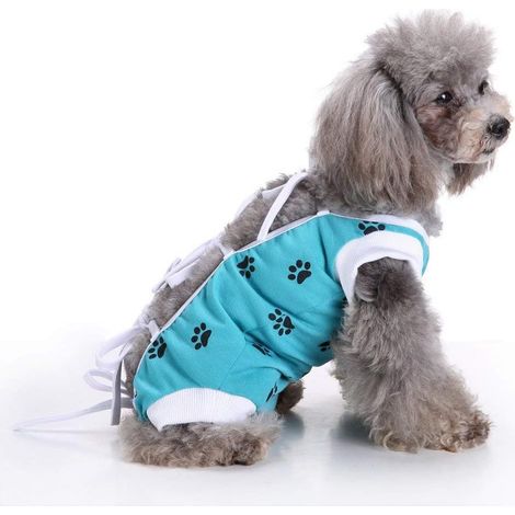 Vêtements de récupération chirurgicale pour chiots, vêtements de récupération chirurgicale pour animaux de compagnie vêtements de soins des blessures (bleu, s) (1/5)
