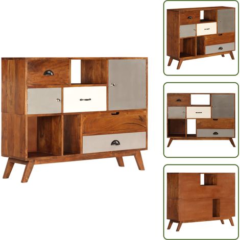 Buffet 115x35x86 cm Bois solide d'acacia - Buffet - Commode - Meuble De Rangement - Meuble Retro - Meuble Acacia