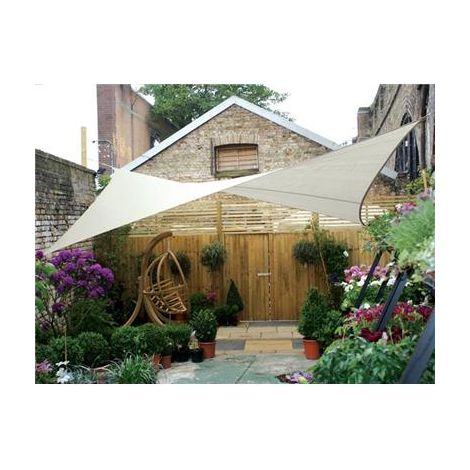 Perel – Voile d'ombrage carrée 3.6 x 3.6 m – Polyester déperlant 160 g/m² – Protection UV 90% – Anneaux inox pour installation facile – Toile respirante crème (1/10)