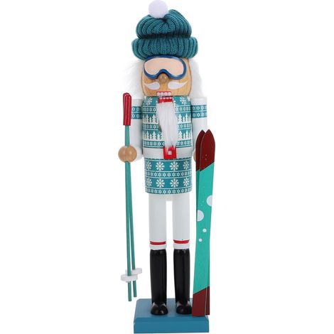 Figurine de Noël Bois Thème de Ski Décoration de Table Ornements de Fête (1/5)