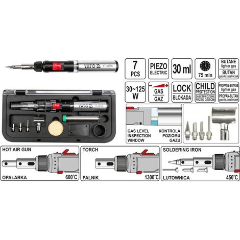 YATO Gaslötkolben 3-in-1 + Zubehör 36706 (1/4)