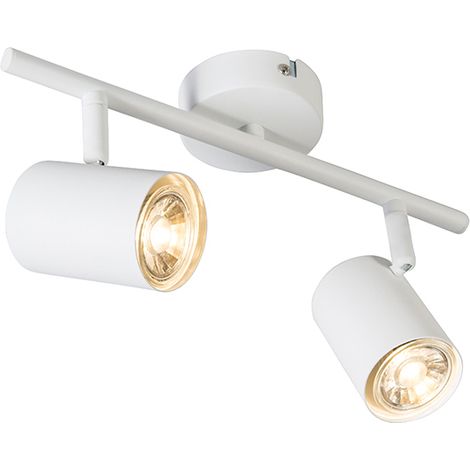QAZQA jeana - LED Dimmable Spot plafond, plafonnier variateur inclus - 2 lumière - L 30.5 cm - Blanc - Moderne - éclairage intérieur - Salon I Chambre I Cuisine I Salle à manger