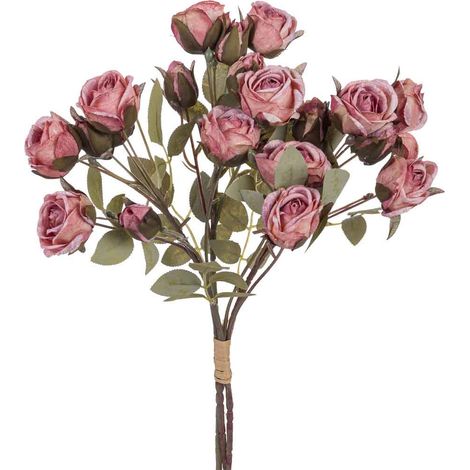 Planta ramo de rosas decorativas artificiales rosa 21x21x52h cm (1/5)