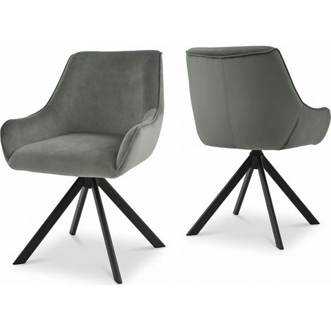 Goeurvant Sillón giratorio 360° con respaldo curvado y cojín mullido, la combinación perfecta entre estilo y comodidad - Juego de 2 - Gris claro
