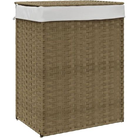 Panier à linge avec couvercle, 46 x 33 x 60 cm, en résine tressée (1/5)