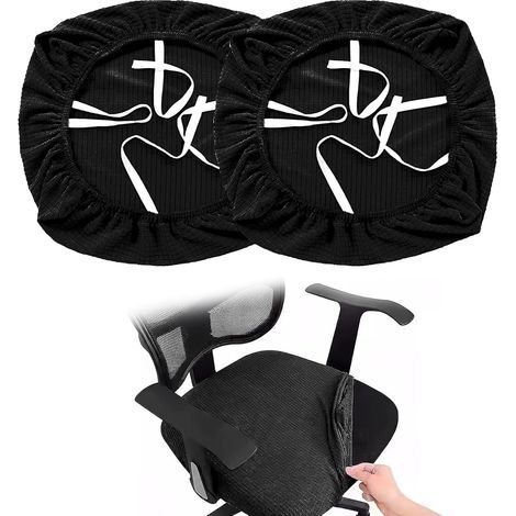 CCYKXA Set of 2 Stretch Chair Covers for Office Chairs, Universal Seat Covers, Elastic and Washable, Suitable for Home, Bar, Wedding Decoration (Black)