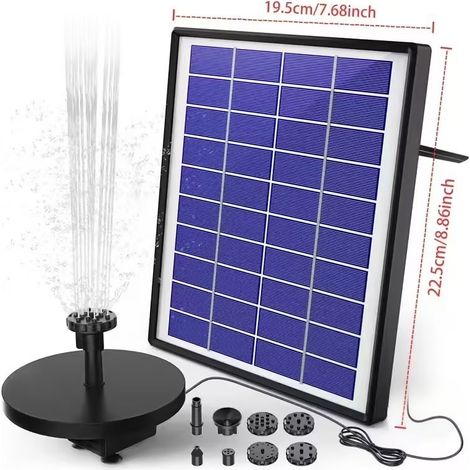 Fontaine solaire 6.5 W pour l'extérieur, pompe de fontaine solaire, avec batterie (1/5)