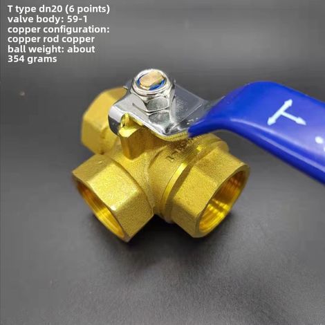 Vanne de dérivation de type T/L de marque Su Ming, interrupteur d'eau de robinet, une entrée, deux sorties, 4 points, 6 points, vanne à bille à trois voies à filetage interne (T G3/4) (1/5)
