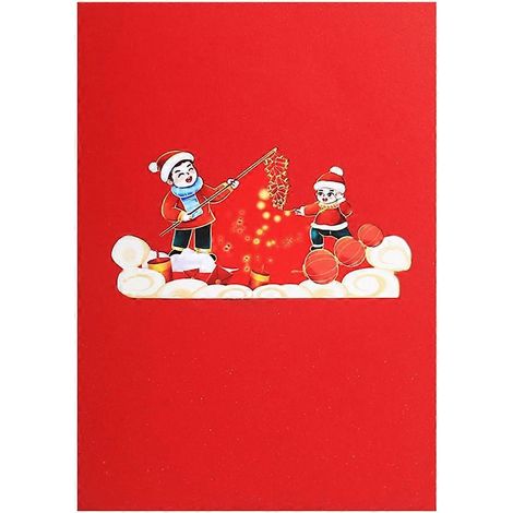 Carte de vœux festive 3D en relief avec enveloppe pour le Nouvel An chinois (1/4)