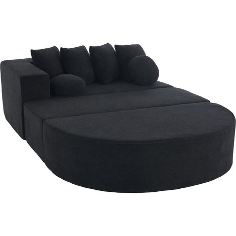 Canapé Fully Compressed Boneless Cloud Chenille Noir 263x171x66 cm ZIPSOFA Canapé (1/5)
