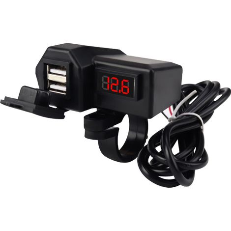 (Exclusivité Asie du Sud-Est) Chargeur 12 V pour moto, téléphone portable, voiture, interface de charge rapide, batterie pour vélo électrique, chargeur USB pour voiture CD-3197 (2 en 1) (1/5)
