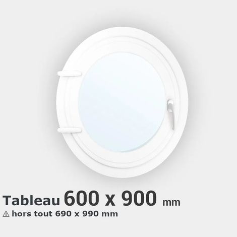 Fenêtre ovale PVC blanc 1 ouvrant H 90 x L 60 cm dimensions tableau pour pose en neuf (1/2)
