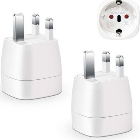 2 Pièces Adaptateur Prise Anglaise, Adaptateur de Voyage France vers UK, Adaptateur de Prise pour Irlande, Angleterre, Ecosse, Dubaï, Malte, Adaptateur Type G