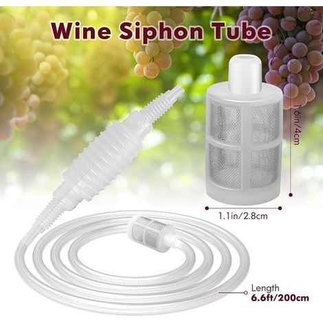 Tuyau siphon pour vin, pompe siphon pour bière pour fabrication et brassage de vin, 2M/6.6FT (1/4)