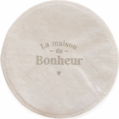 Set de table rond à paillettes brodé la maison du bonheur