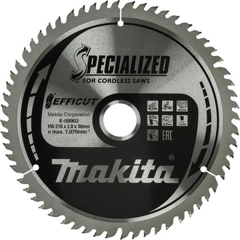 MAKITA E-08903 Efficut TCT for wood 216mm x 30mm x 60T