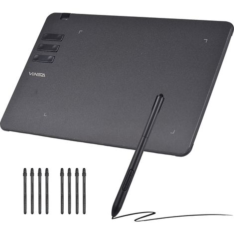 VINSA T1161 Grafiktablett – Ultradünnes Grafiktablett für kreatives Zeichnen und Skizzieren mit batterielosem Stift (8-polig)