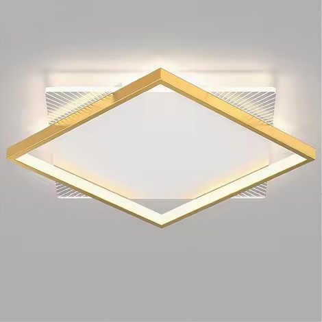 Trade Shop - LED-Deckenleuchte, 30 W, quadratisch, goldfarben, moderner Kronleuchter, natürliches Licht, 71033 - (1/5)