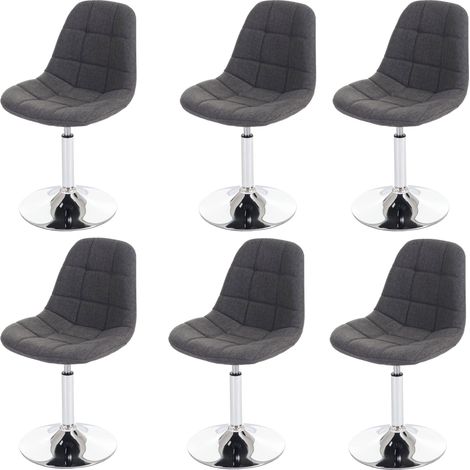 Lot de 6 chaises de salle à manger pivotante en textile gris clair et cadre en métal chromé 040007682 (1/5)