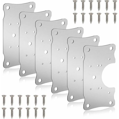 royaluxe- Plaque de Réparation de Charnière avec Trous et Vis, Plaque de Charnière en Acier Inoxydable pour Réparation de Armoire, Placard de Cuisine et Meubles en bois,2pcs,Fonepro (1/5)