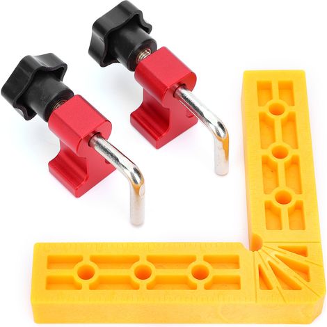 Équerre de fixation 90° en L, pince de positionnement à angle droit pour assemblage bois, guide de perçage et serrage, outil de menuiserie précis (1/5)