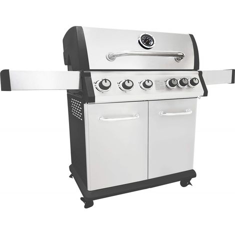 Barbecue à gaz avec cinq feux 144x57x114 cm en acier peint gris et noir - Carpino