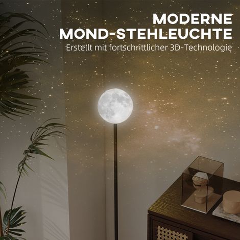 Lampadaire lune en métal noir, abat-jour rond, variateur 3 couleurs, interrupteur au pied (1/4)