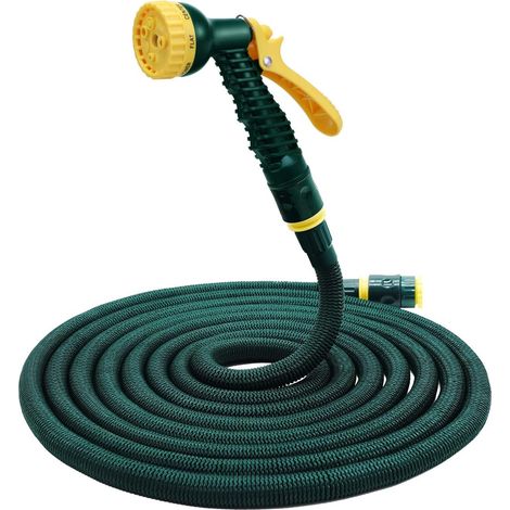 Expandable Garden Hose Flexible Expanding Hose with 7 Settings Multifunctional Garden Spray Gun (15M) (1/5)