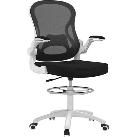 Siège ergonomique Ufficio en tissu respirant hauteur réglable accoudoirs rabattables, 59x65x110-130 cm