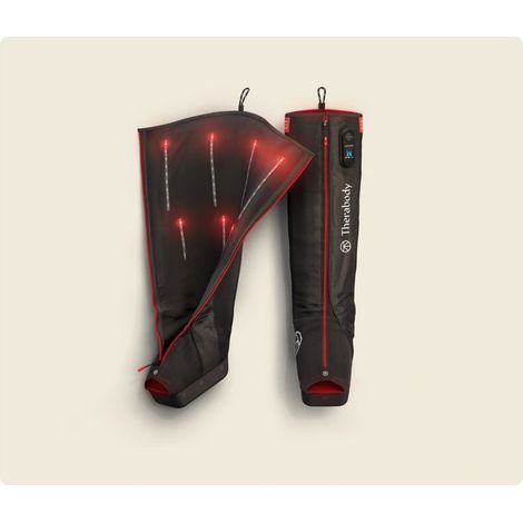 Therabody WTH85208II JetBoots Pro Plus Massaggiatore di Recupero con Compressione Pneumatica Regolabile 20-100 mmHg Vibrazione e Luce LED Infrarossa Batteria 150 min colore Nero-Rosso