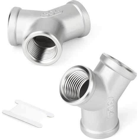 2 Pcs 1/2" BSP Filetage Femelle Acier Inoxydable 304 3 Way Y Shape Tee Pipe Connector Fittings (1/5)