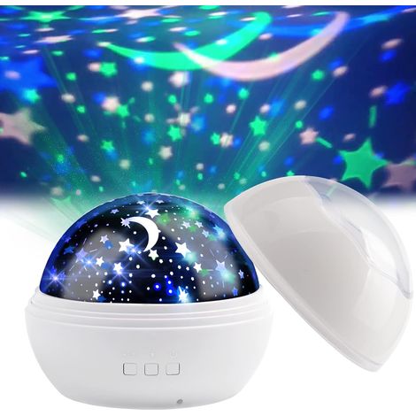 Kinder-Nachtlicht, Stern- und Ozean-Lichtprojektion, 360° drehbar, Projektorlampe, 8 Farbmodi, für Schlafzimmer, Geburtstag, Weihnachten, Abend, Geschenkidee, Weiß (1/5)