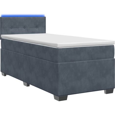 Maison Exclusive - Lit de box spring avec matelas et LED Gris foncé 100 x 200 cm (1/5)
