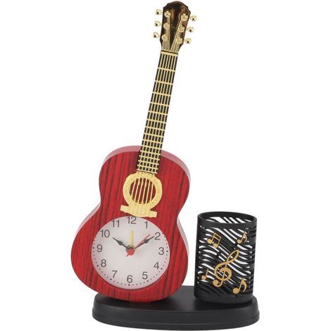 Sturdy decorative multifunctional guitar alarm clock with pen holder and pencil sharpener for home and office (1/5)