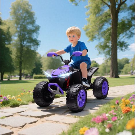 Quad eléctrico infantil 109x68,5x76 cm de plástico violeta, 2 plazas, para jardín - MEUBLIV (1/5)