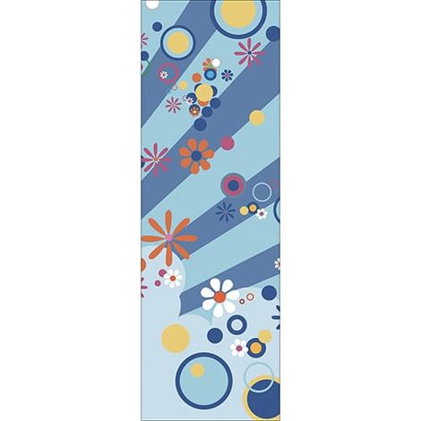 Sticker réfrigérateur et lave vaisselle, flashy, été, colorés, fleurs cercles et bandes, 180 cm X 59,5 cm (1/3)