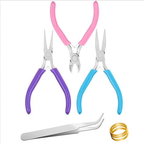 Ensemble de 3 pinces pour bijoux, ensemble d'outils de fabrication de bijoux, pinces à bec fin, pinces à bec long, pinces à bec plat. (1/5)