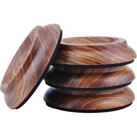 Tampons de protection en bois de zèbre - Lot de 4 - Protection pour meubles - Marron (1/4)