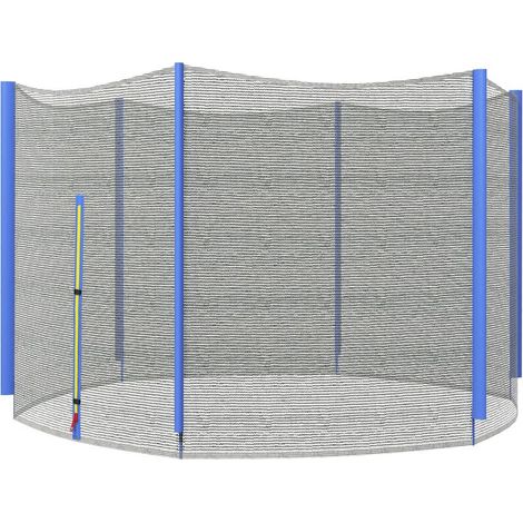 Sicherheitsnetz für Trampolin Ø 305 cm – 6 gerade Stangen – wetterfestes Polyethylen – 120 cm Reißverschlusstor