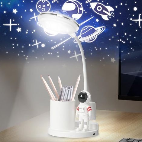Lámpara de escritorio infantil, LED, lámpara de mesa portátil con portalápices, luz nocturna, regulable, recargable (1) [Clase energética A+] (1/4)