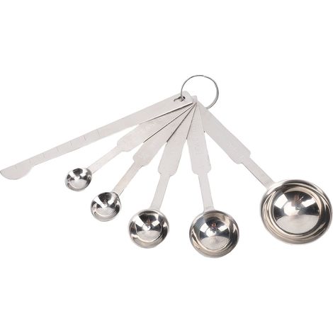 Ensemble de 5 cuillères doseuses : 0,5 ml, 1,25 ml, 2,5 ml, 5 ml et 15 ml. Cuillères à soupe portables en acier inoxydable 304 poli, idéales pour la pâtisserie. (1/5)