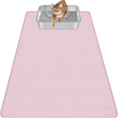 Tapis Litiere Chat, Tapis de Litière pour Chat en Silicone Extra Grande 40 "x 28" Doux pour Les Pattes du Chat, Facile à Nettoyer (Rose) (1/5)