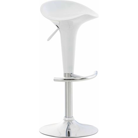 Sgabello da bar x1 con poggiapiedi sedile girevole in plastica bianca e metallo cromato 100005368