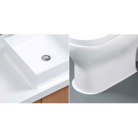 (2 pièces Blanc)Plinthe souple - Bande d'extrémité pour cuisine et salle de bain 22 mm 3,2 m, joint auto-adhésif, bande pliante flexible, joint d'étanchéité (1/3)