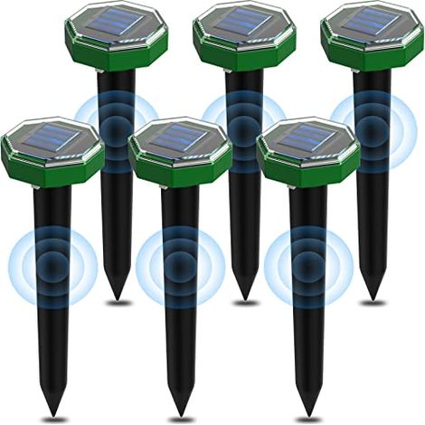6 Pièces Répulsifs à Taupes Ultrasoniques Solaires - Anti-Taupe Étanche IP65 pour Jardin, Terrasse et Pelouse, Écologique et Sans Produit Chimique (1/5)