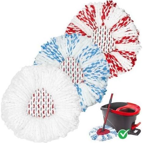 Serpillères de Rechange Microfibre, Balais Serpillères Réutilisables pour Vileda Turbo 3 en 1 EasyWring&Clean Spin Mop Têtes de Balai Serpillères Rechange Lavables Chiffons 3 Pièces (1/5)