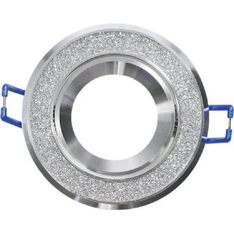 TrAdE Shop Traesio - Porta Faretto Incasso Orientabile Acciaio Supporto Rotondo Decorato Glitter P8 - Argento (1/2)
